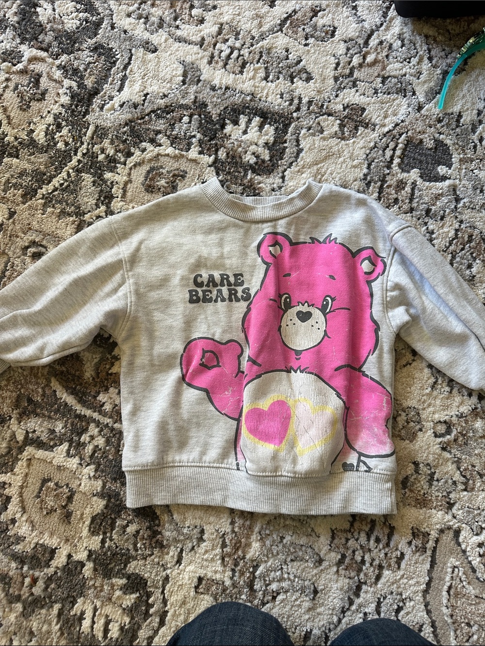 Care Bears Light Gray Sweatshirt with Pink Bear Graphic